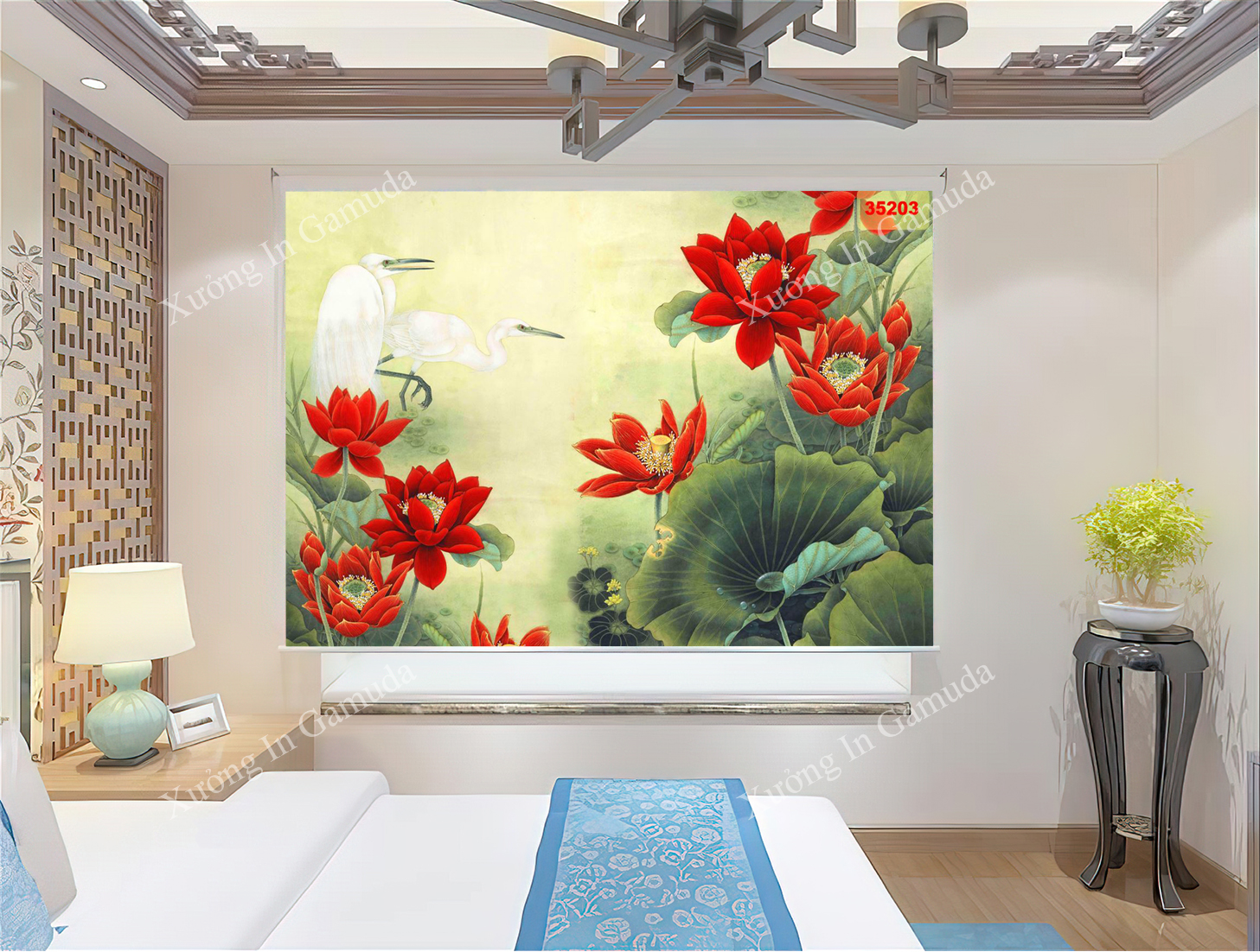 Rèm cuốn in tranh indochine sang trọng và tinh tế với mọi không gian