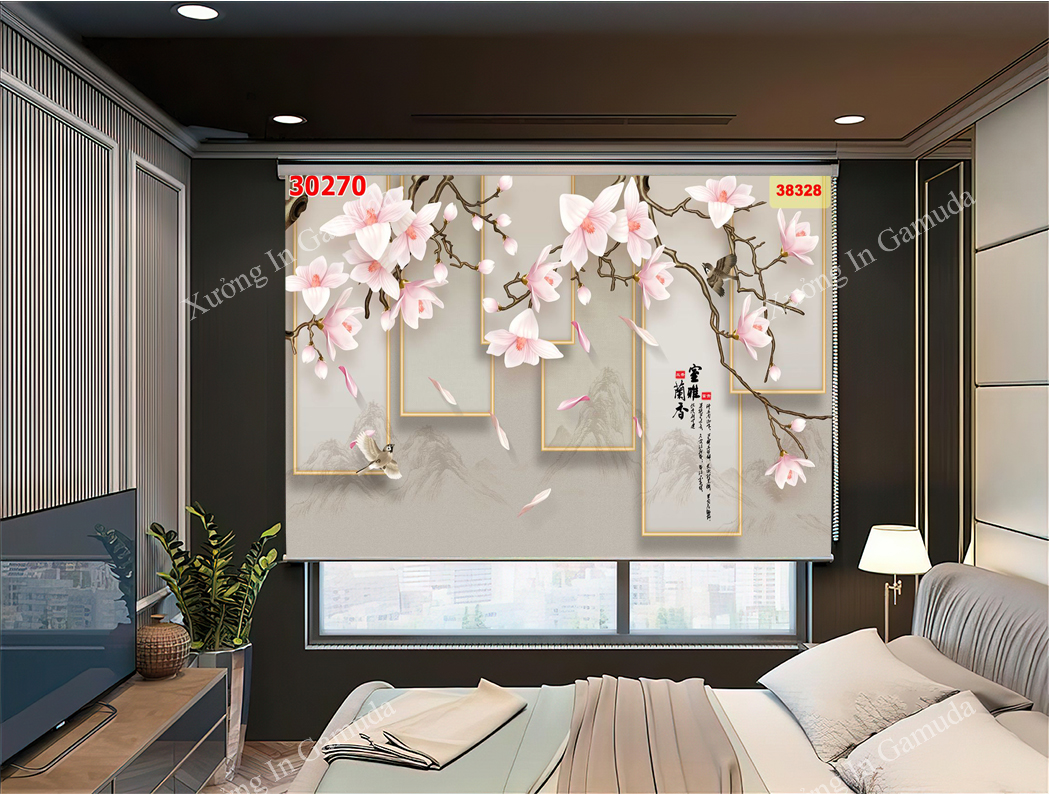 Rèm Tranh 3D In Họa Tiết Indochine Hoa 3D Đẹp Và Sang Trọng Nhất
