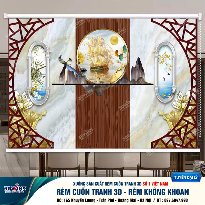 Mẫu rèmcuoosn không khoan tường cho quán đông y đẹp nhất tại xưởng rèm 3DWins