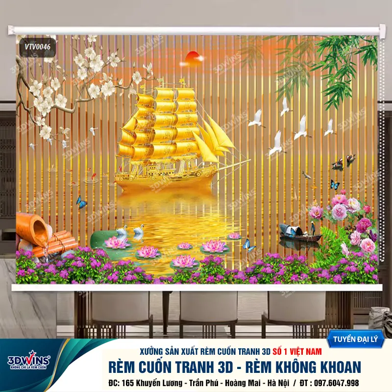 In ấn rèm cuốn không khoan tại xưởng rèm 3DWins đa dạng mẫu mã