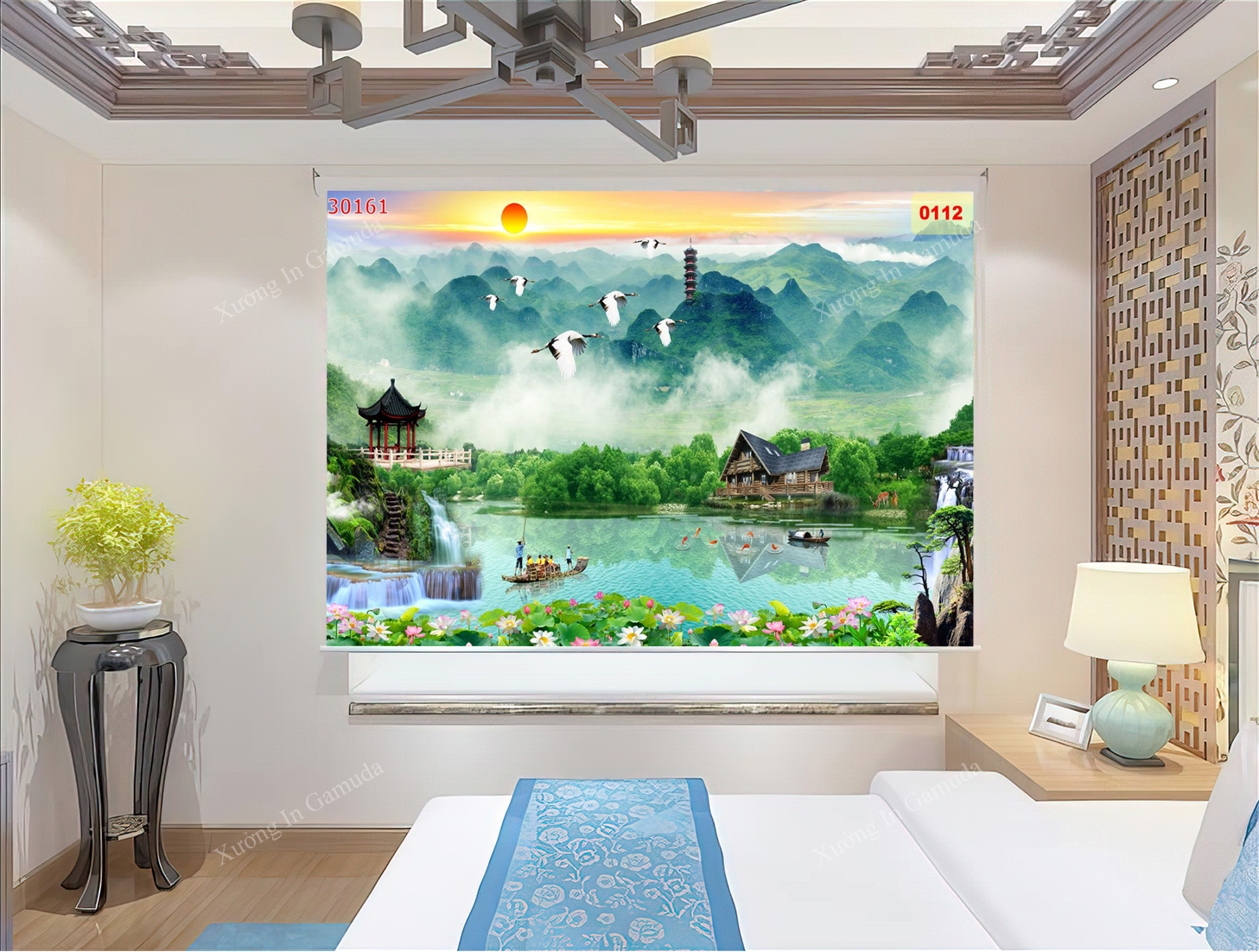 Rèm 3D In Những Mẫu Tranh Sởn Thủy Đẹp Nhất – Rèm Cuốn Tranh 3D Giá Đại Lý