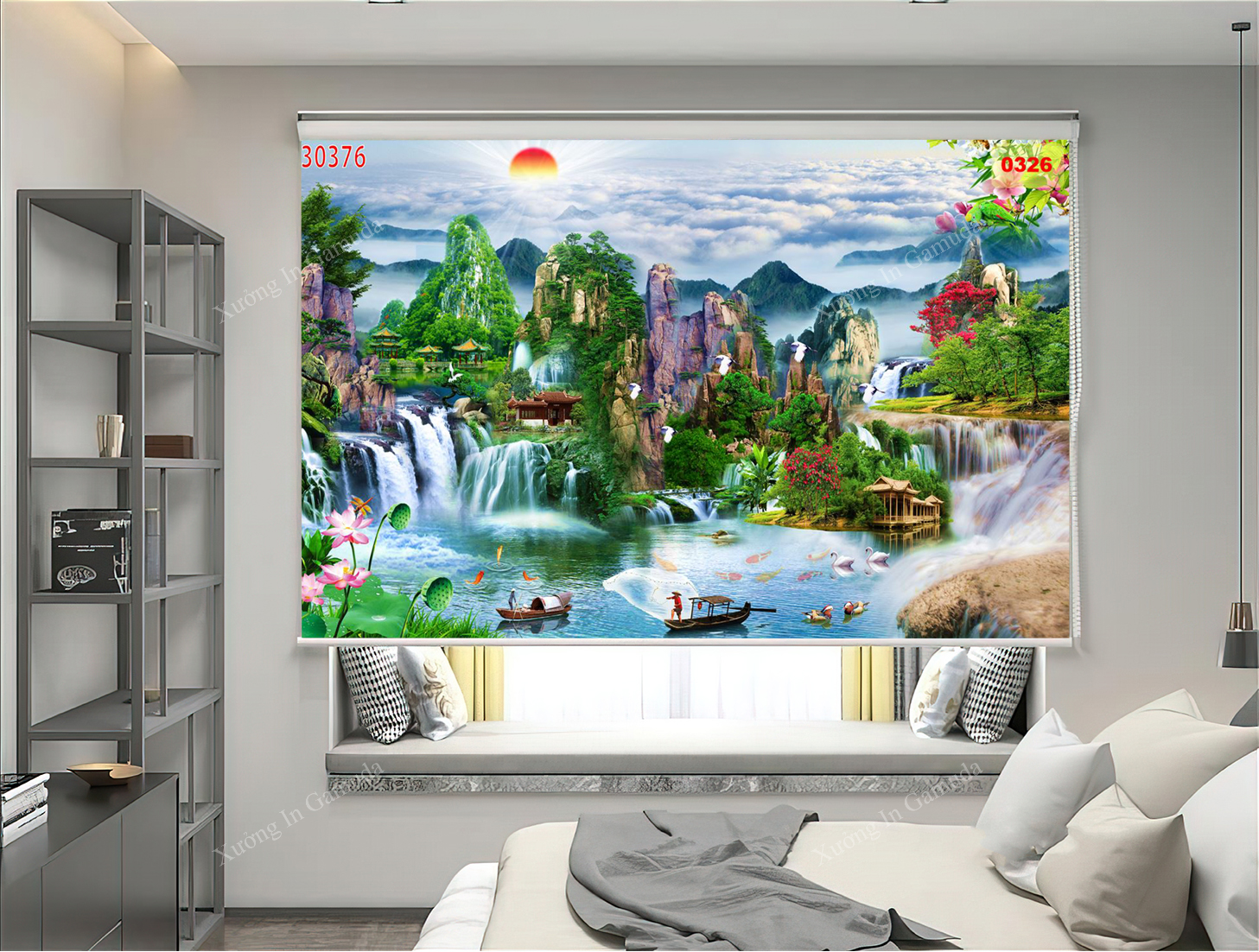 Rèm 3D Họa Tiết In Sơn Thủy Đẹp Nhất