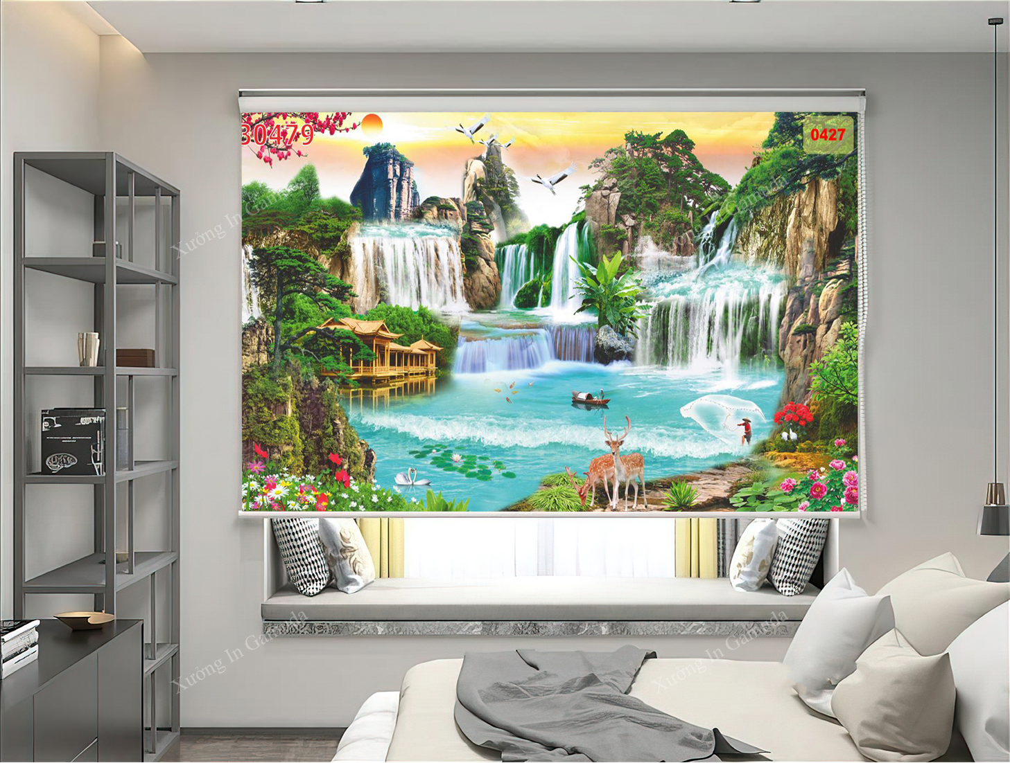 Rèm In Tranh 3D Sơn Thủy Với Núi Non Trùng Điệp Đẹp Nhất