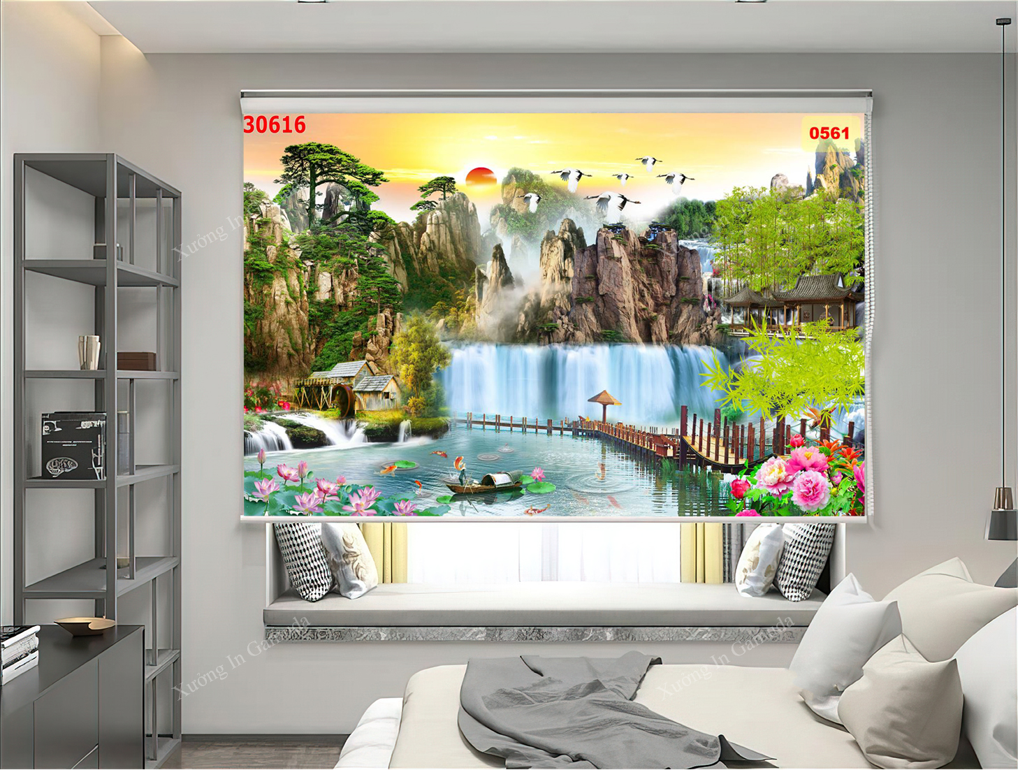 Rèm cuốn tranh non nước hữu tình đẹp và ấn tượng