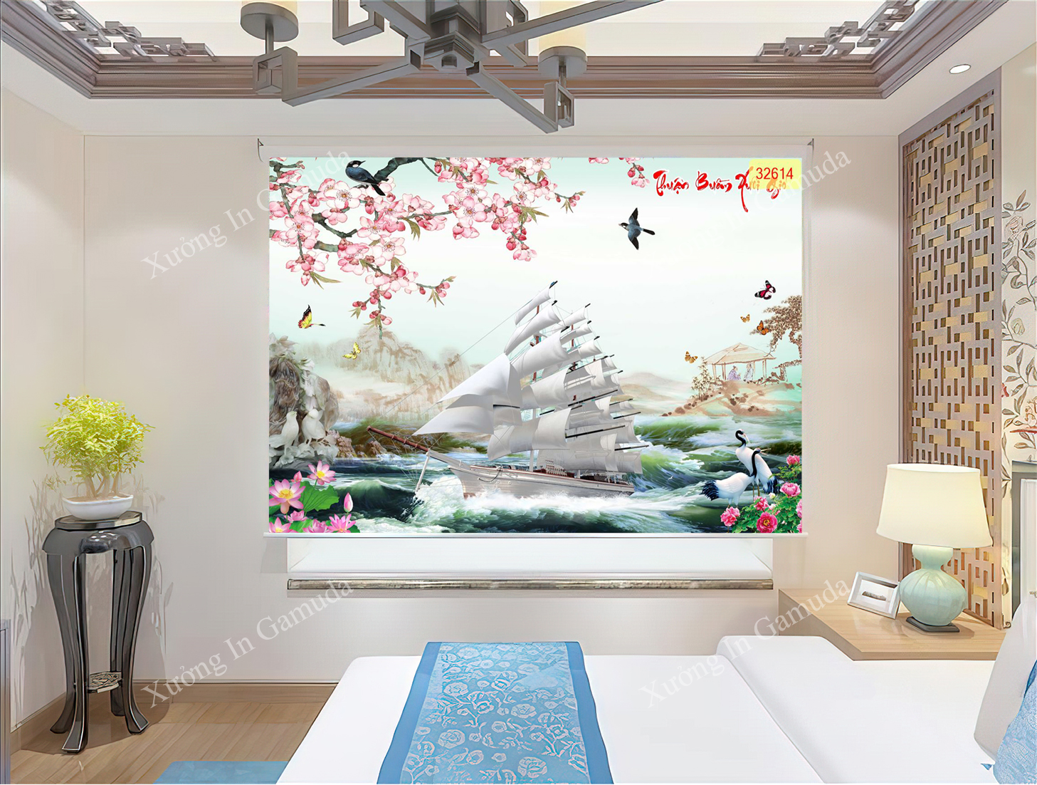 Rèm Cuốn Tranh In 3D Thuyền Mang Ý Nghĩa Thuận Buồm Xuôi Gió Đẹp Nhất