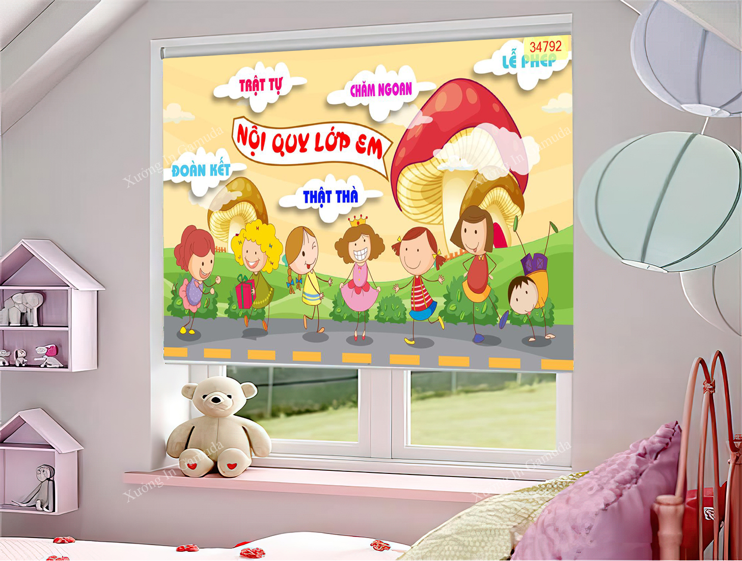 Rèm cuốn in tranh 3D cho trẻ em - In ấn và sản xuất tại xưởng in Gamuda