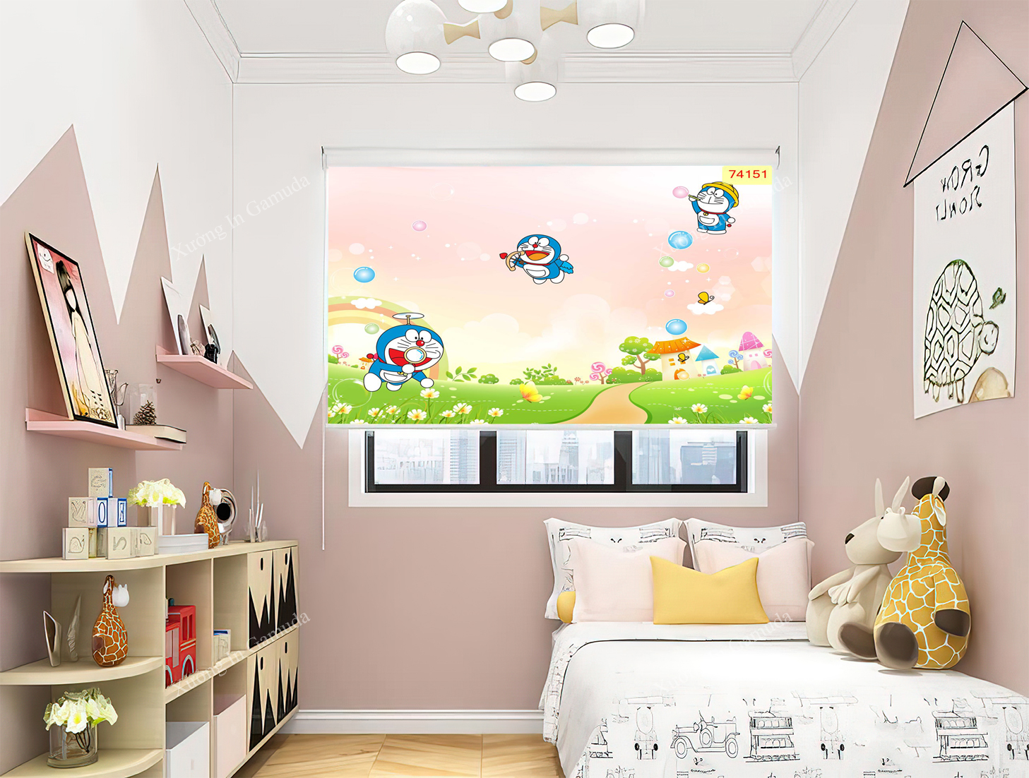 Rèm cuốn tranh Doraemon - Xưởng in Gamuda đơn vị sản xuất rèm cuốn rẻ nhất Việt Nam