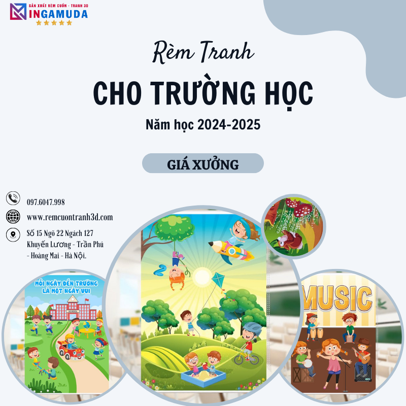 Rèm Cuốn Cho Trường Học Lựa Chọn Các Mẫu Rèm Cuốn Đẹp Nhất Độc Quyền Tại Xưởng In Gamuda Năm Học 2024-2025