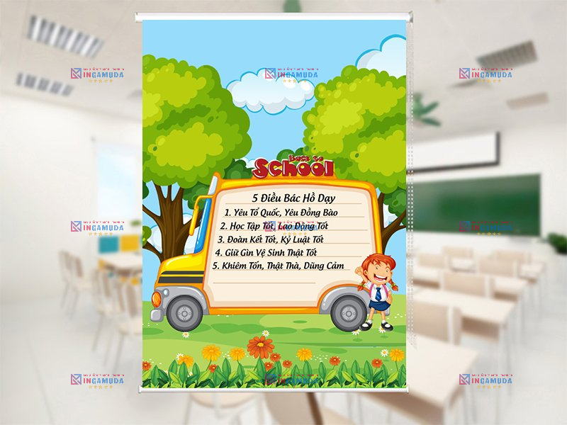 Các Mẫu Rèm Cuốn Tranh Cho Trường Học Đẹp Nhất Với Nhiều Mẫu Lựa Chọn Phù Hợp Cho Trường Lớp Năm Học 2024-2025 Sản Xuất Độc Quyền Tốt Nhất Tại Xưởng In Gamuda