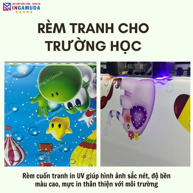 Các Mẫu Rèm Cuốn Tranh Cho Trường Học Đẹp Nhất Với Nhiều Mẫu Lựa Chọn Phù Hợp Cho Trường Lớp Năm Học 2024-2025 Sản Xuất Độc Quyền Tốt Nhất Tại Xưởng In Gamuda