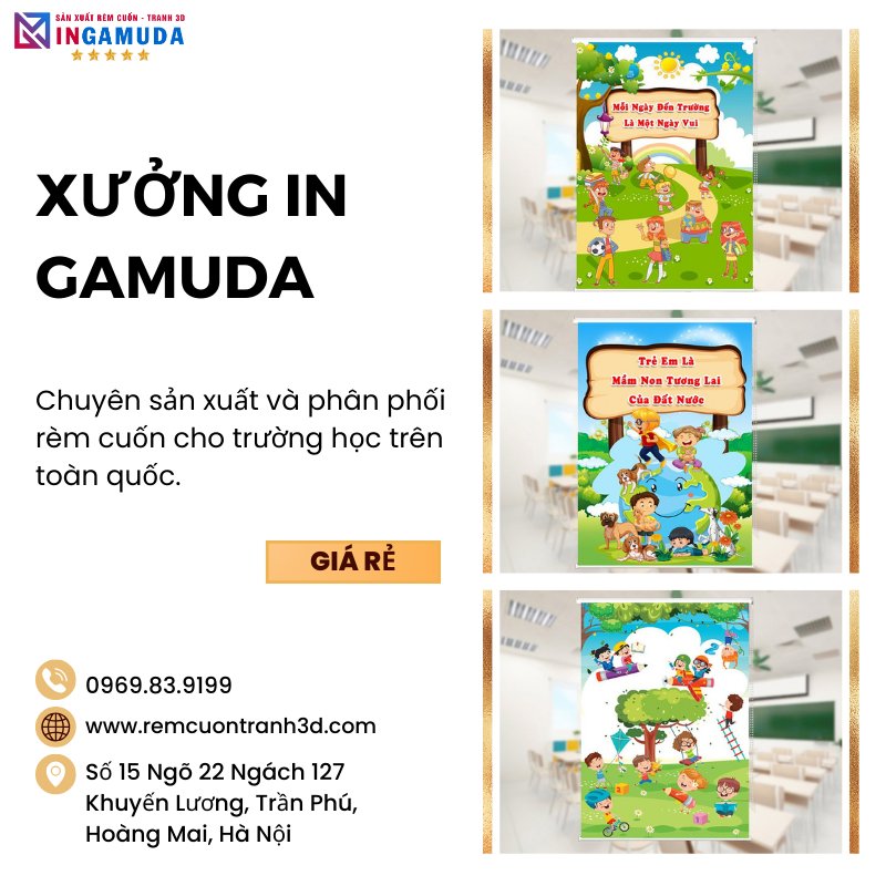 Các Mẫu Rèm Cuốn Tranh Cho Trường Học Đẹp Nhất Với Nhiều Mẫu Lựa Chọn Phù Hợp Cho Trường Lớp Năm Học 2024-2025 Sản Xuất Độc Quyền Tốt Nhất Tại Xưởng In Gamuda