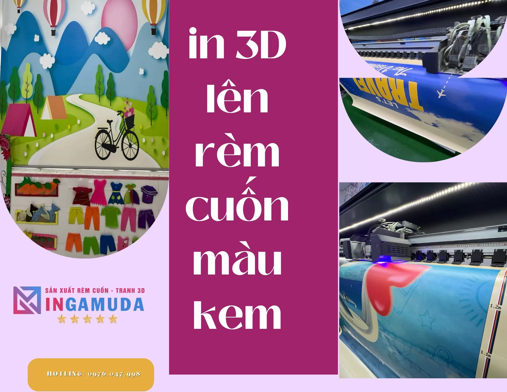In 3D Lên Rèm Cuốn Màu Kem – Nâng Tầm Thẩm Mỹ Cho Không Gian Sống