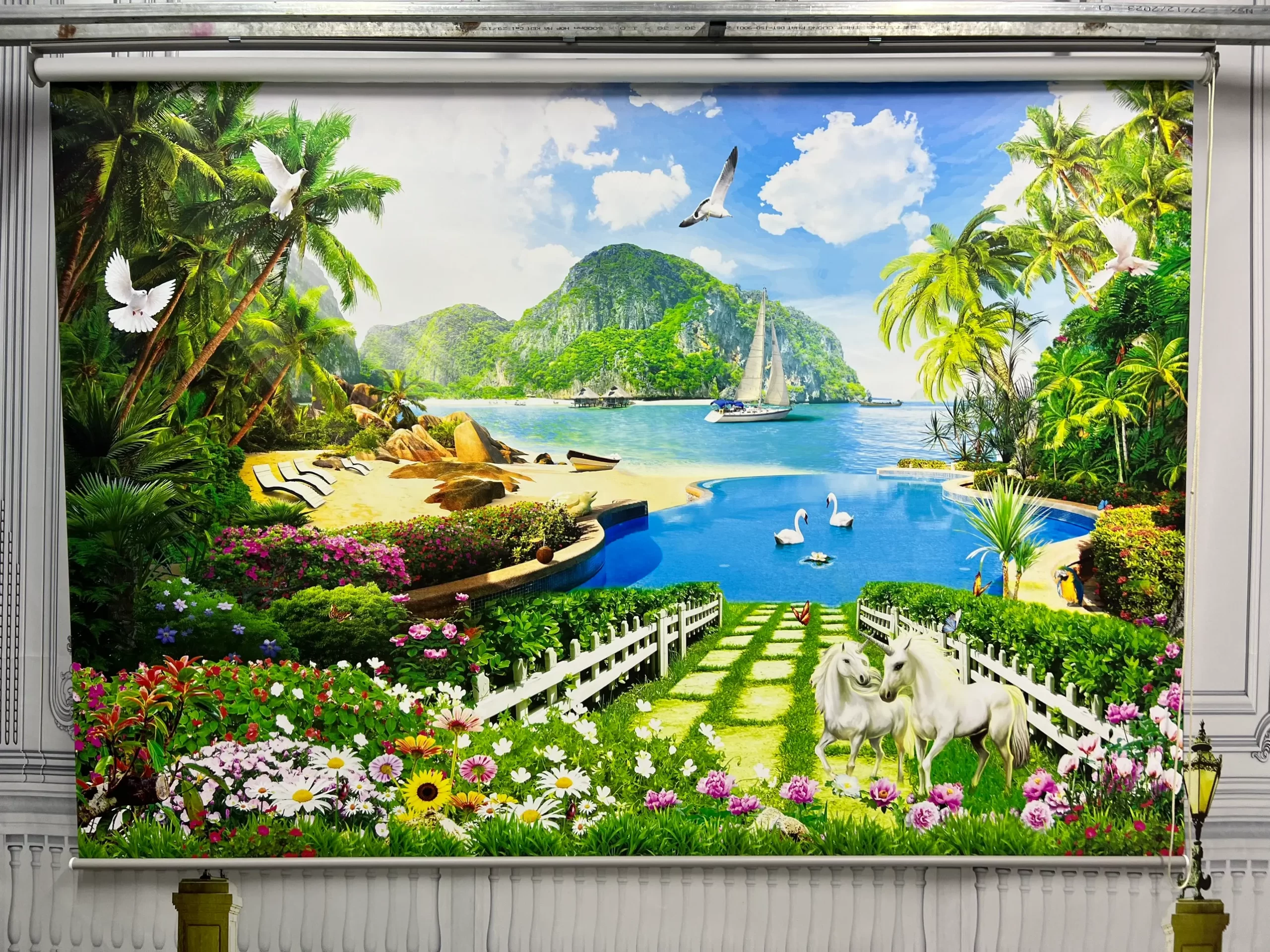 Top 50 Mẫu Rèm cuốn in tranh 3D không khoan hình ảnh thực tế nhất về công nghệ in lên vải rèm tại xưởng InGamuda