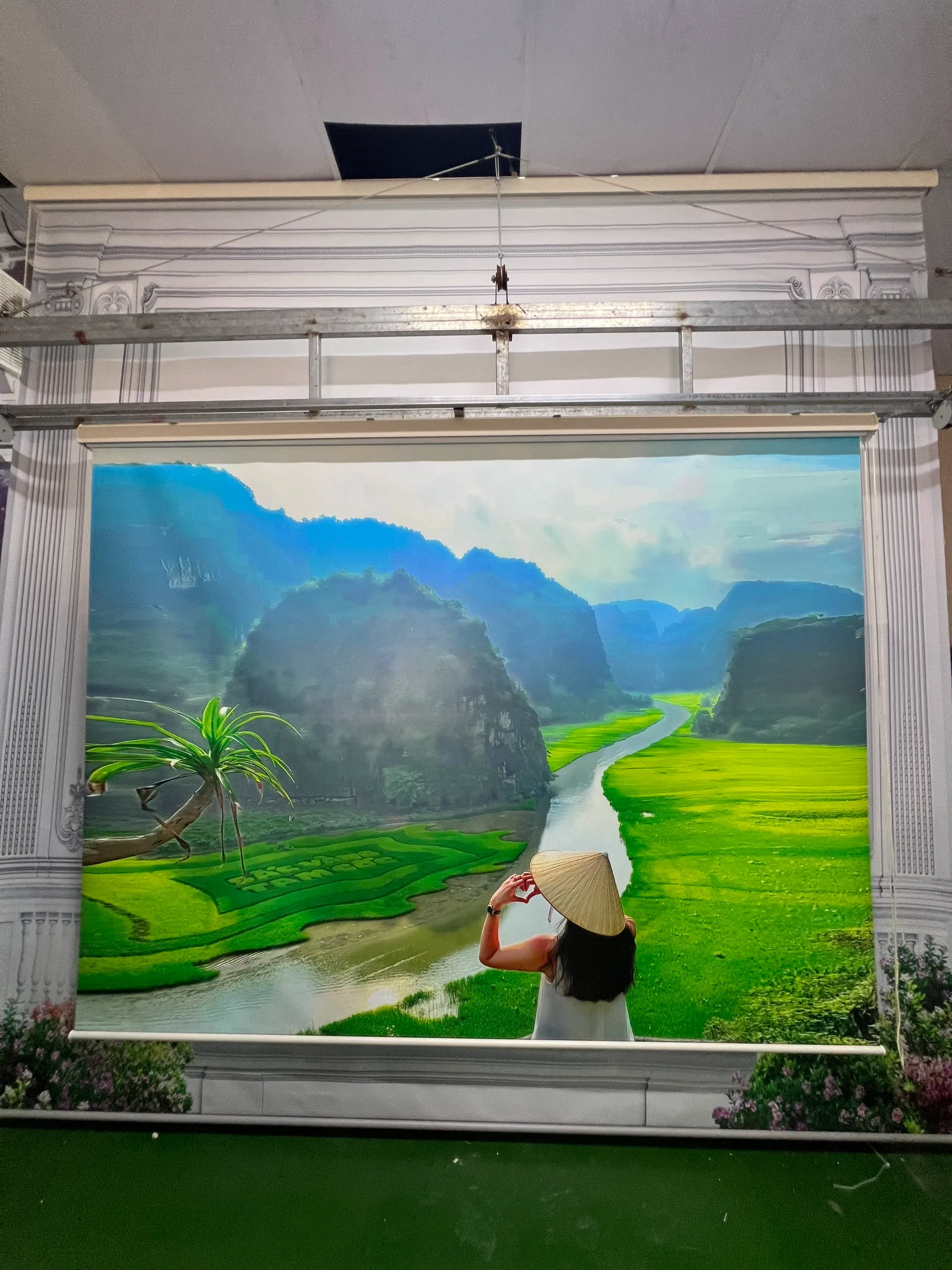 Rèm cuốn in tranh 3D chủ đề Tam Cốc Bích Động Tràn An
